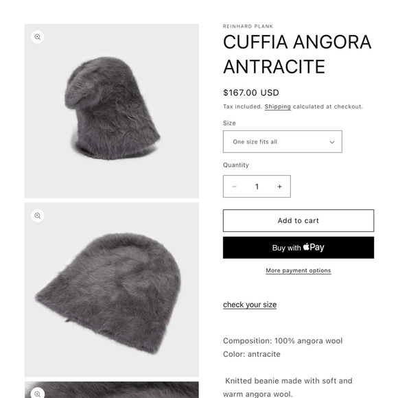 Reinhard Plank Cuffia Angora Beanie, Light Grey - Picture 5 of 5